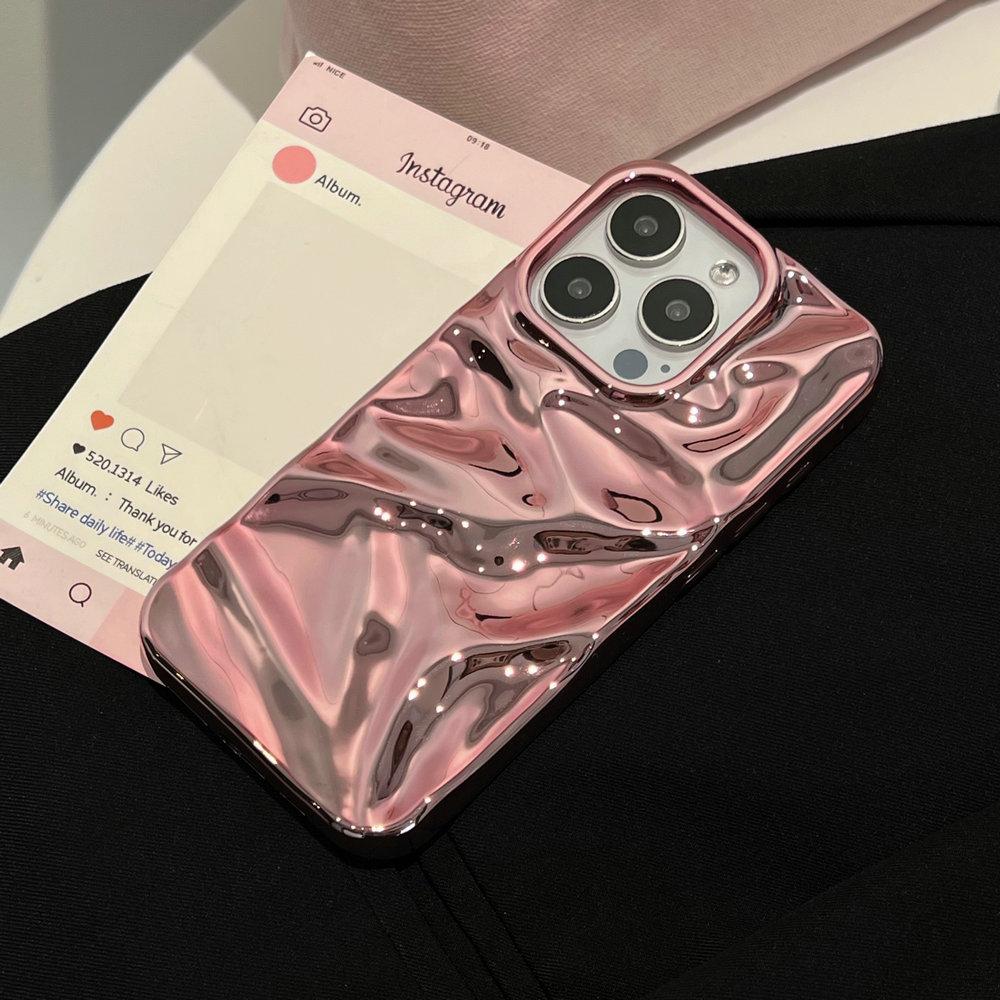 For IPhone 16 Pro Max Chromed TPU Case,Wave Series Plating Gliter Bling Chromed TPU Case for IPhone 15 14 13 12 Pro Max