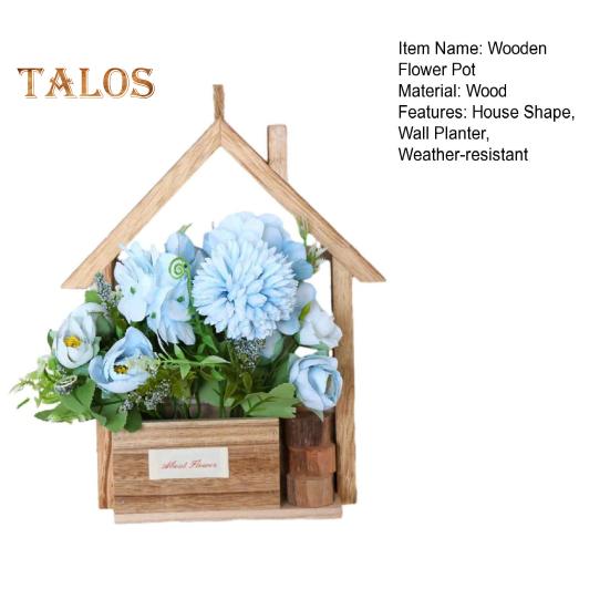Hölzerner Wandpflanzkasten mit künstlichen Blumen, eingetopften künstlichen Blumen, Heimwanddeko, künstlichen Topfpflanzen für Garten, Terrasse, Wohnzimmer, Schlafzimmerdekoration