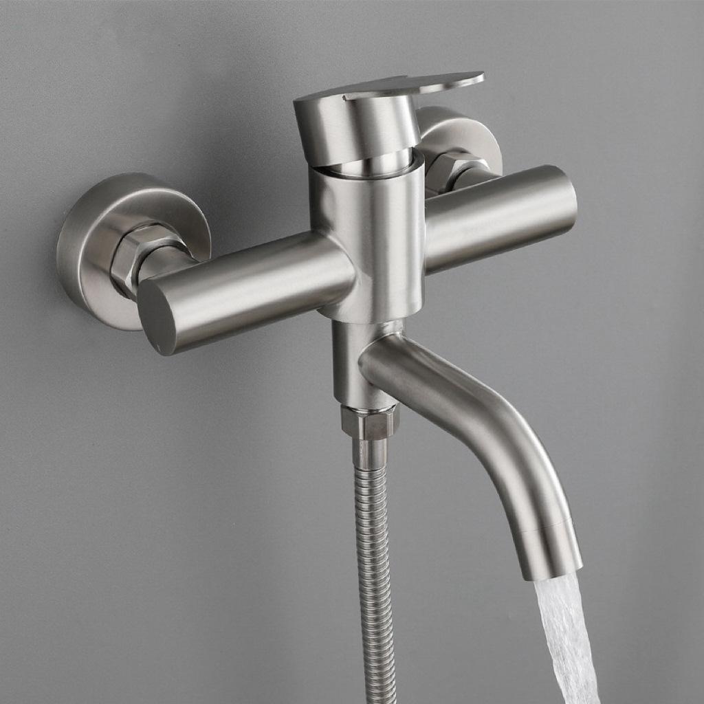 304 Stainless Steel Bathroom Shower Faucet Set Hot and Cold Mixer Tap Bathtub Faucet Set With Hand Shower Head Nickel