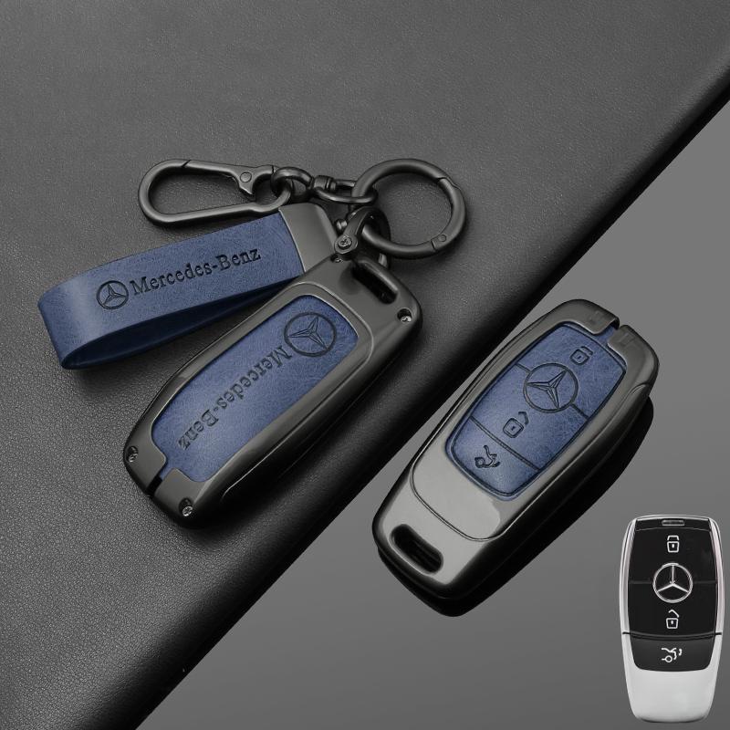 Alloy Leather Car Smart Key Case Cover Protection Shell For Mercedes Benz C E S GLC W205 W213 X253 W222 W166 W176 W246 Keychain QT1