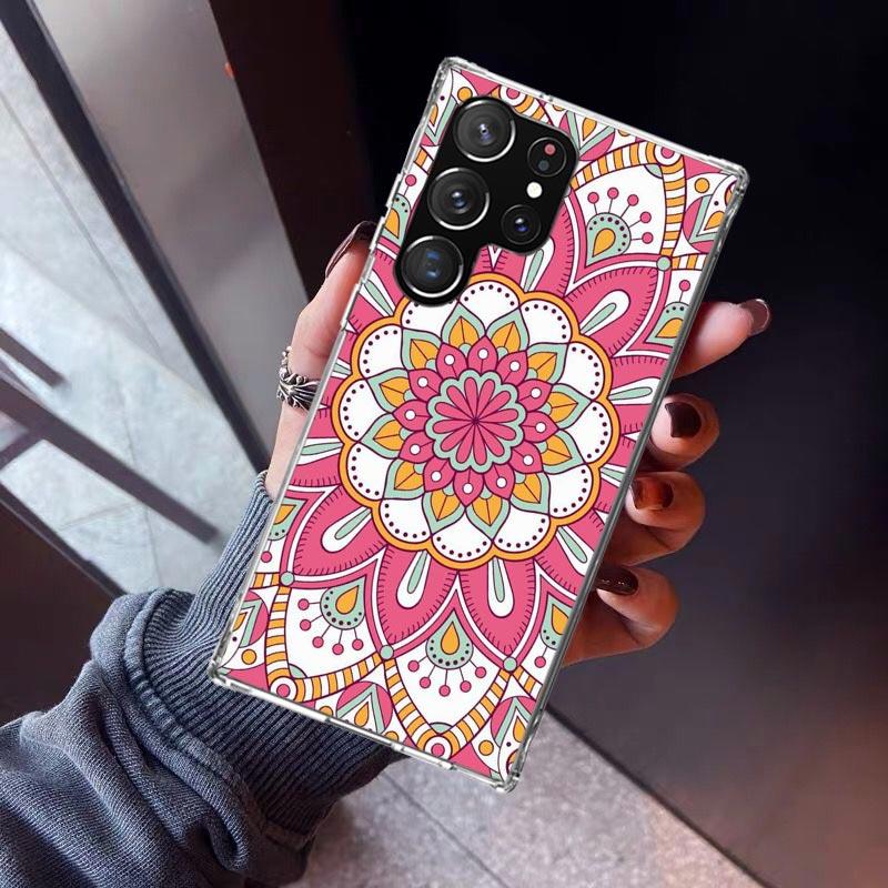 Totem Mandala Colorful Flower Phone Case For Samsung Galaxy S23 S24 S25 Edge S26 Ultra S22 + S21 Plus S20 FE Cover Silicone Prin