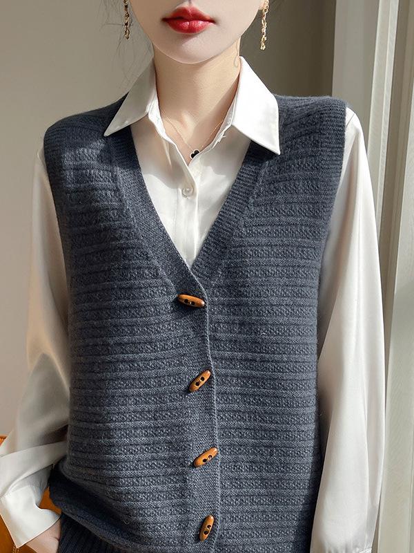 Women's Cable Knit Cardigan Vest - Autumn/Winter Japanese Style Layering Sweater, Sleeveless Shawl Outerwear.