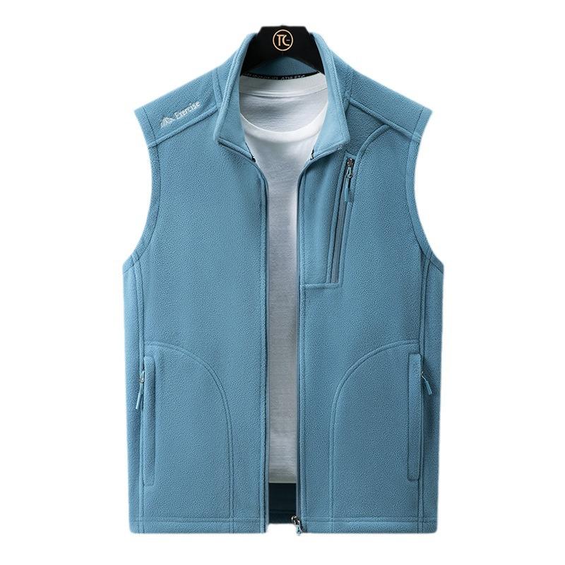Herren Herbst/Winter Stehkragen Fleeceweste: Warme, mit Samt gefütterte, lässige Outdoor-Jacke