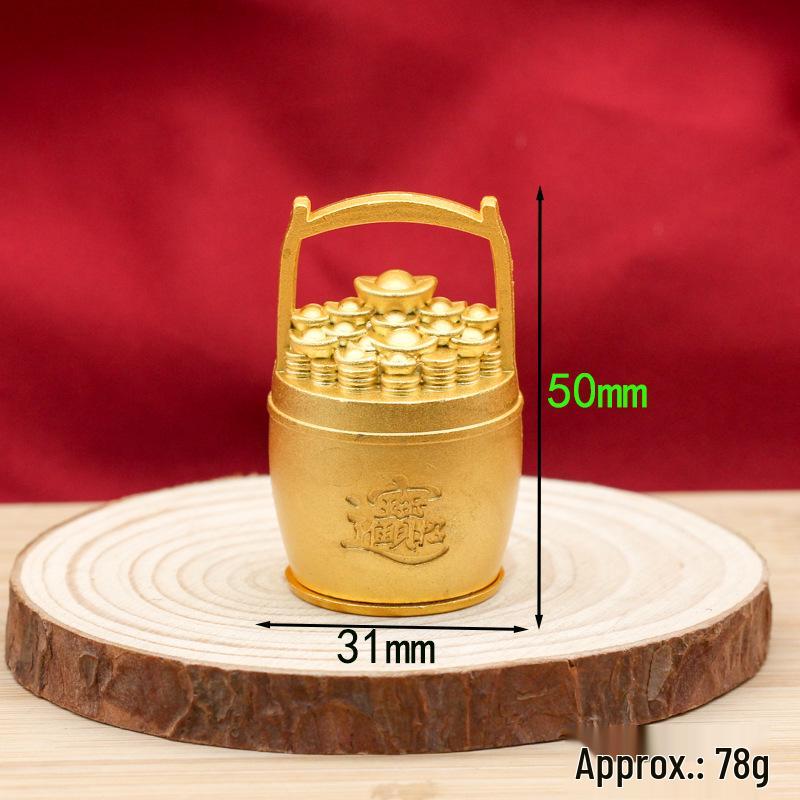 Golden Kylin Treasure Coins: Deluxe Gold Ingots & Bucket Desktop Ornament - Perfect for Gift Giving & Shop Openings