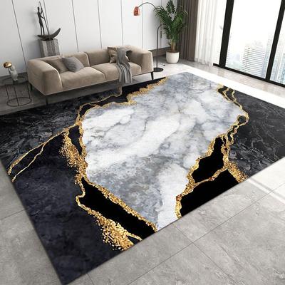 Alfombra Abstracta con Estampado de Mármol de Lujo Nórdico para Sala de Estar, Sofá, Dormitorio, Estudio, Cocina, Entrada, Felpudo Antideslizante Decorativo