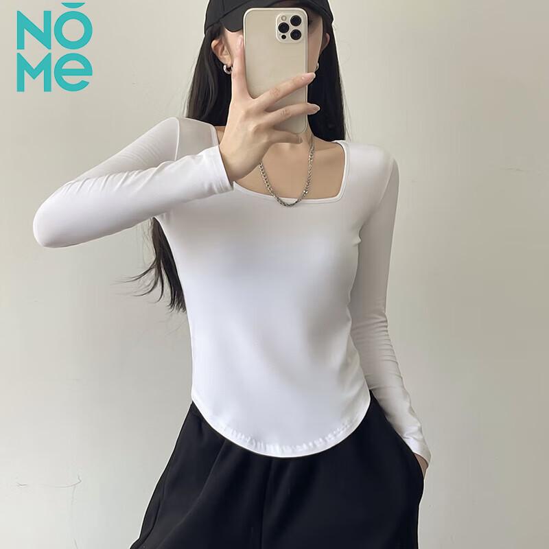 NOME Women s Square Neck Long Sleeve Slim Fit T-Shirt S