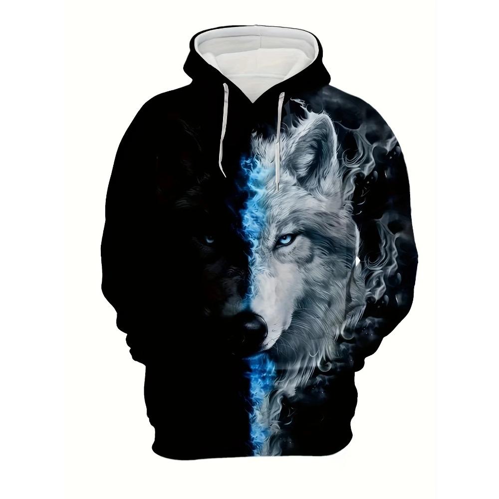 Animal Wolf graphic Men's Fashion 3D Print Outdoor Hoodie Streetwear Hoodies Hooded Front Pocket Designer Hoodie Sweatshirt