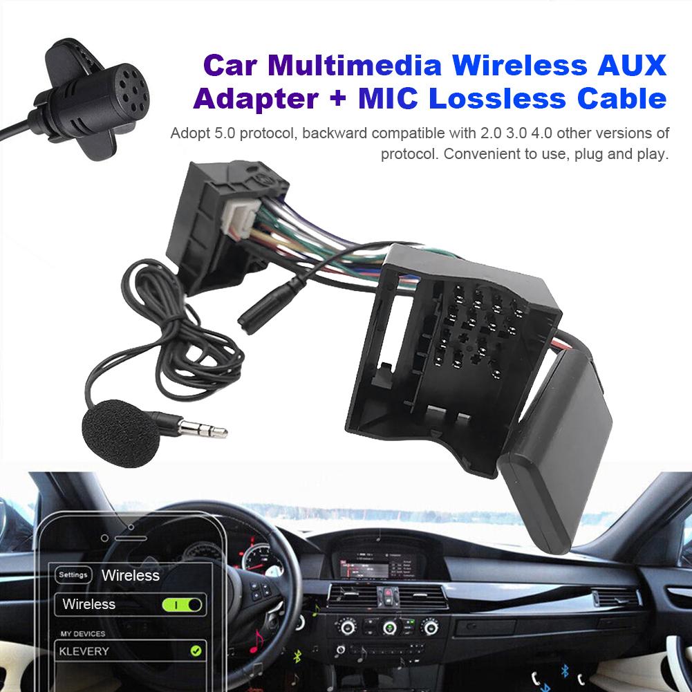 Wireless Radio Stereo Adapter with Microphone Audio Cable Adapter Call Handsfree Audio MP3 Music Adapter for Peugeot 307 308 407