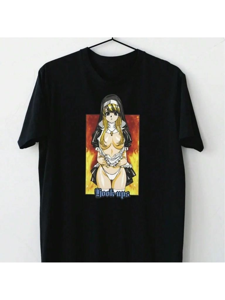 Hookups Skateboard Sexy Anime Nun Girl T-Shirt S-3XL