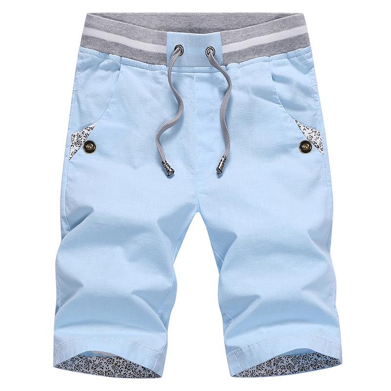 Men's Summer Slim Fit Linen Shorts: Korean Style, Casual, Mid-Length, Cotton Blend