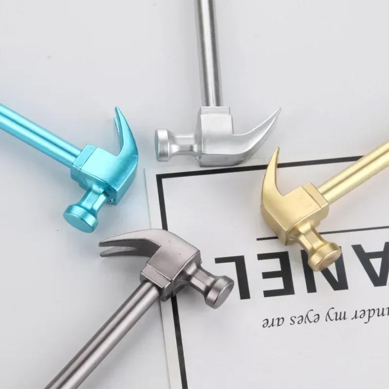 4PCS Creative Plastic Gel Pen Imitation Metal Hammer Black Ink Stationary Student School Office Writing Supplies Random Color