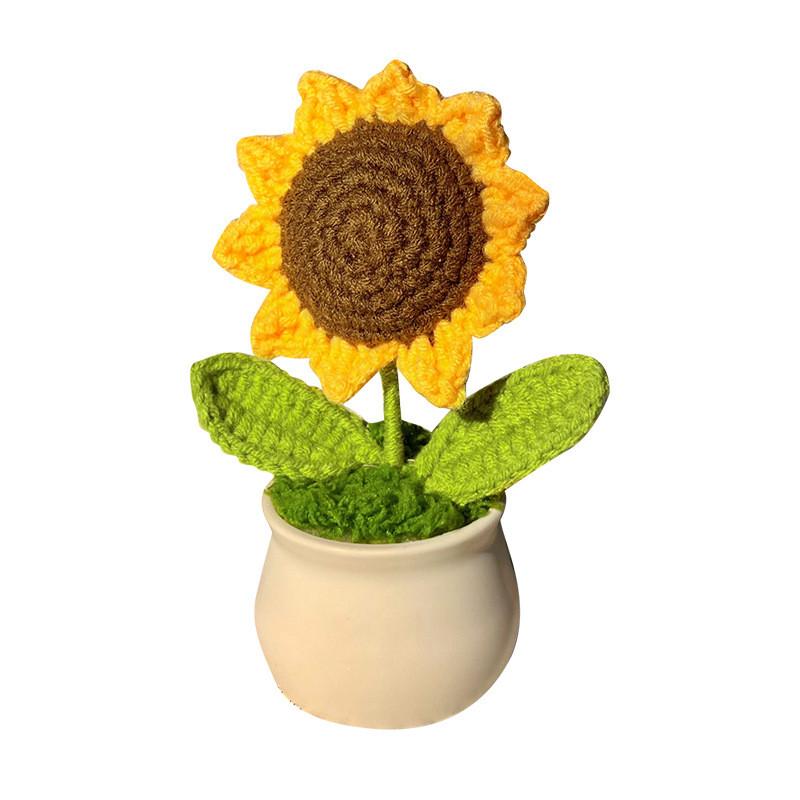 Zombies Vs Plants Knitted Sunflower Potted Ornament Home Decor Girls Gift
