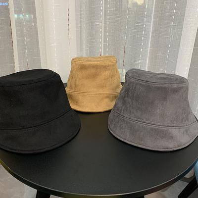 Neuer Eimerhut aus Wildleder Damen Trend vielseitiger Herbst- und Winter-Eimer-Beckenhut