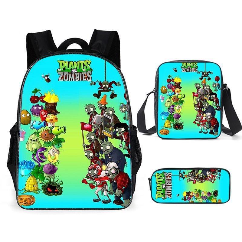 Vs Plants Zombies Kids School Backpack Threepiece Gift Set For Students Young