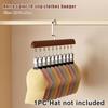 #1/2PCS Versatile Wooden Hat Organizer Rack With Hooks Caps Belts Ties Storage Space-Saving Home Retail Display Clothes Storage
