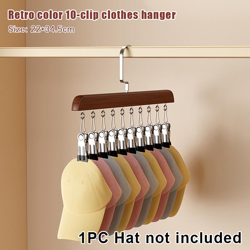 #1/2PCS Versatile Wooden Hat Organizer Rack With Hooks Caps Belts Ties Storage Space-Saving Home Retail Display Clothes Storage