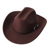 Cowboy hat European and American style big cowboy hat monochrome felt hat men and women big brim outdoor top hat