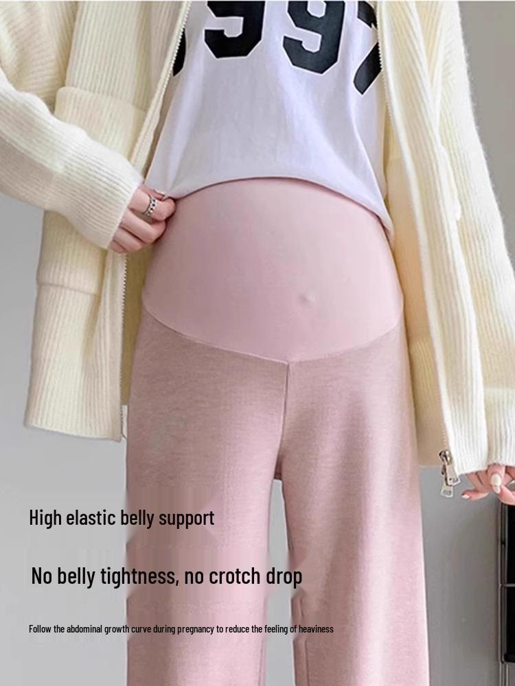 Maternity Fleece Wide-Leg Pants: Cozy, Loose-Fit for Spring, Autumn, Winter – Ideal Postpartum Wear