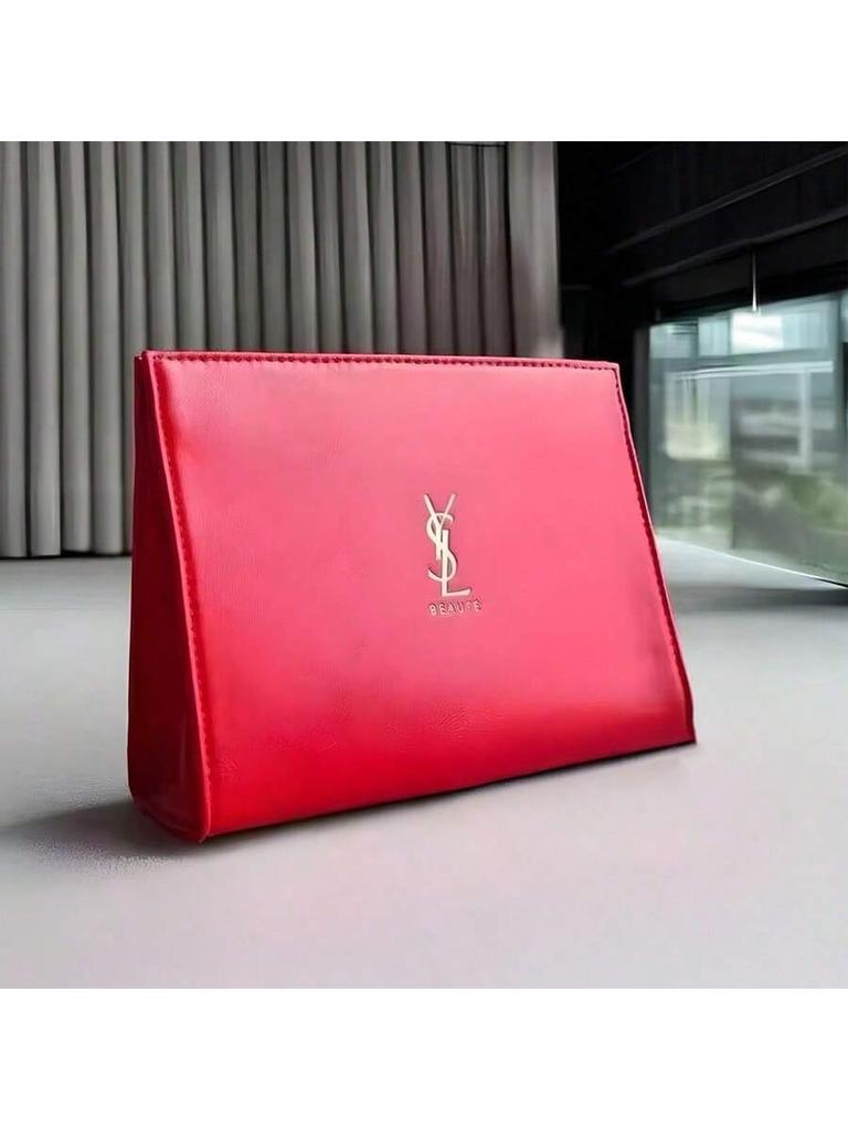 YSL Women's Makeup Storage Bag, Made of Leather, with a Large Capacity, Convenient To Carry, and Features a Simple Yet Elegant Design.