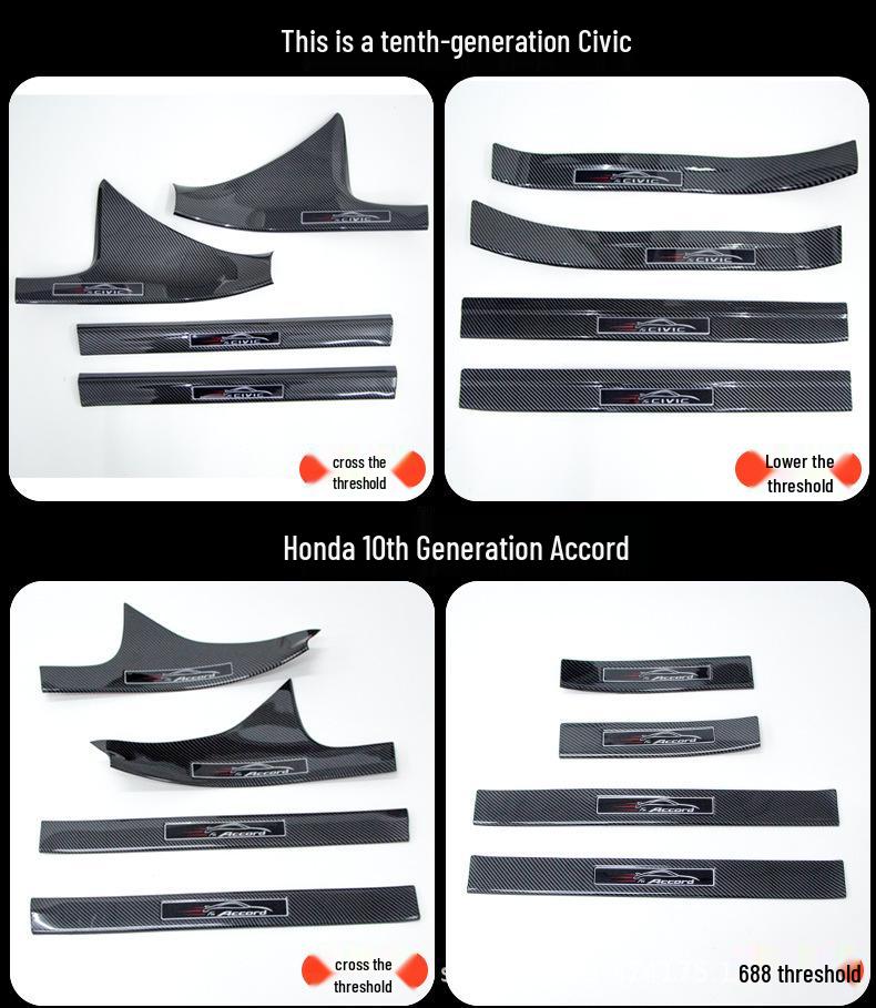 10th Gen Fit Carbon Fiber Door Sill & Rear Guard Plate Set