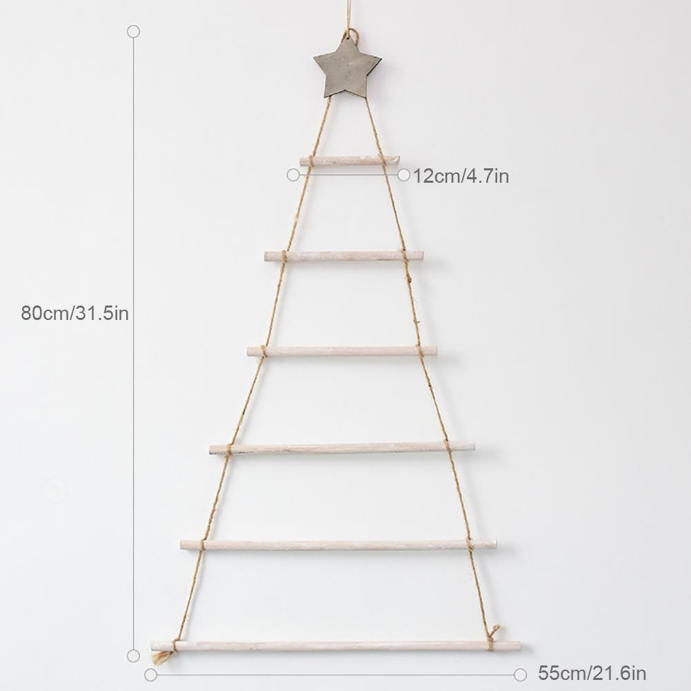 Wooden Hanging Ornaments with Star and Rope  Decoration for Wall Christmas Tree