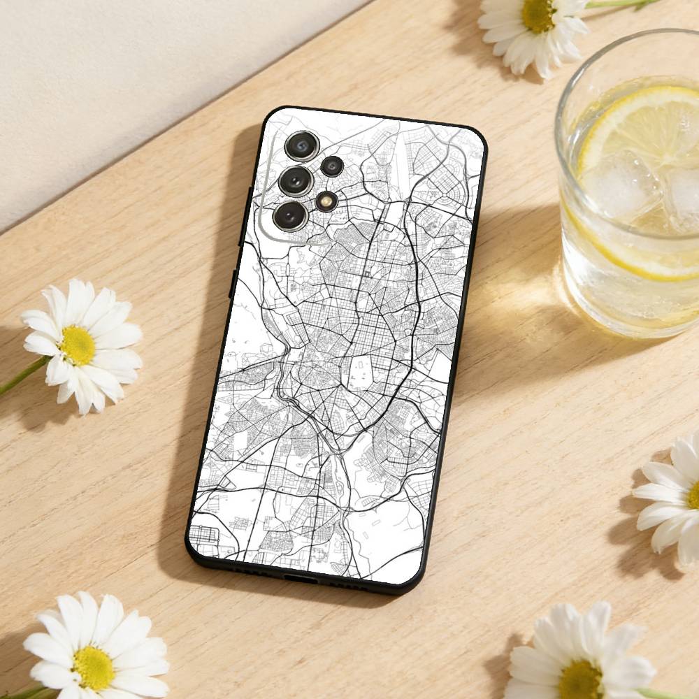 

Famous City Sketch City Map Phone Case For Samsung S26,S25,S24,S21,S22,S23,S30,Ultra,S20,Plus,Soft Silicone Black Cover Samsung S24ULTRA