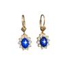 Blue Sapphire Jewelry Star Sapphire Drop Earrings Sterling Silver Stud, Diamond Accent, Handmade Drop Earring
