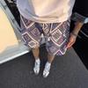 Color rhombus grid knitted jacquard shorts men's summer ethnic style American sports four-and-five pants