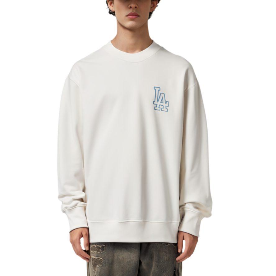 MLB Los Angeles Dodgers Sweatshirts Unisex Ivory White Crew Neck Moderate 3AMTB0431-07IVS