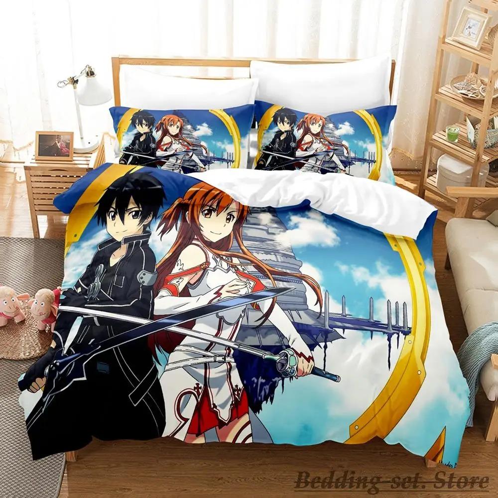 Neu Schwert Art Online II Bettwäsche Set Cartoon Anime drei-stück set Erwachsenen Kind Schlafzimmer Bettbezug Sets 3D Kawaii roupas de cama