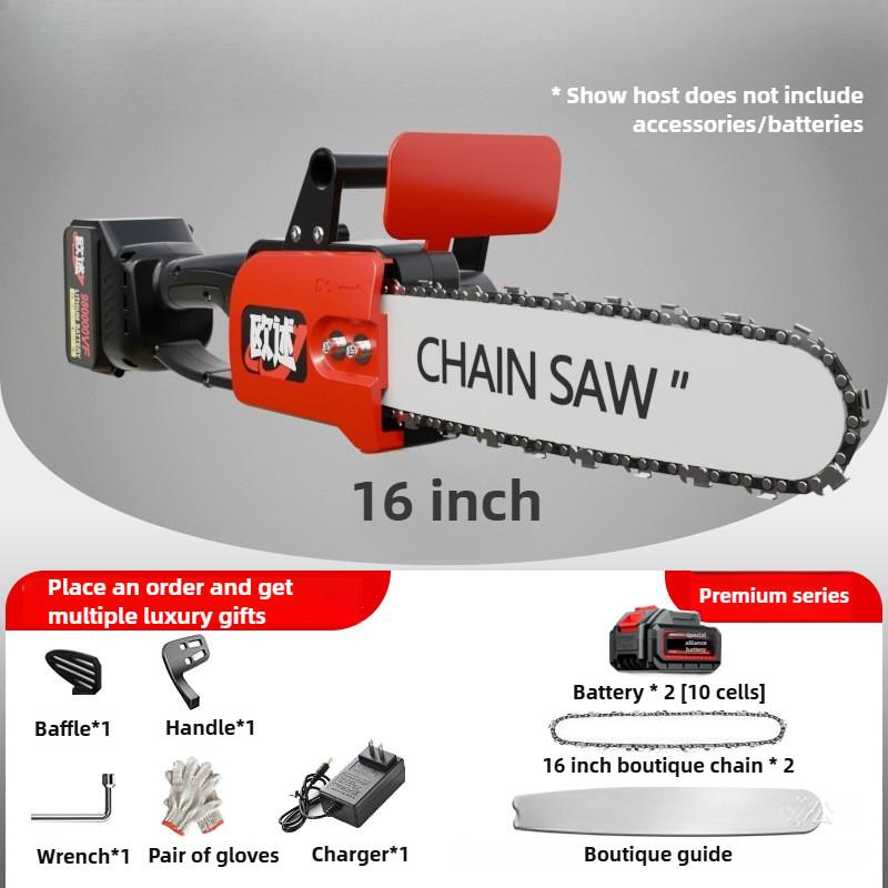 12 inch/16 inch Rechargeable Handheld Chain Saw Household Logging & Pruning Saw Brushless High Power Lithium Electric Saw