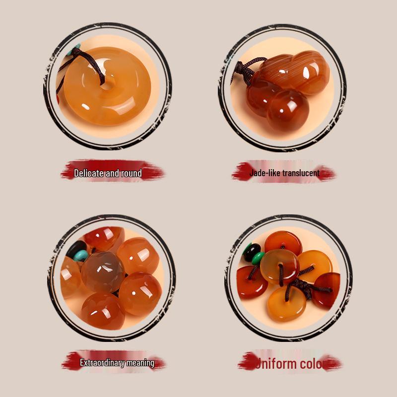 Chalcedony Pixiu Wealth Keychain & Agate Peace Buckle Pendant