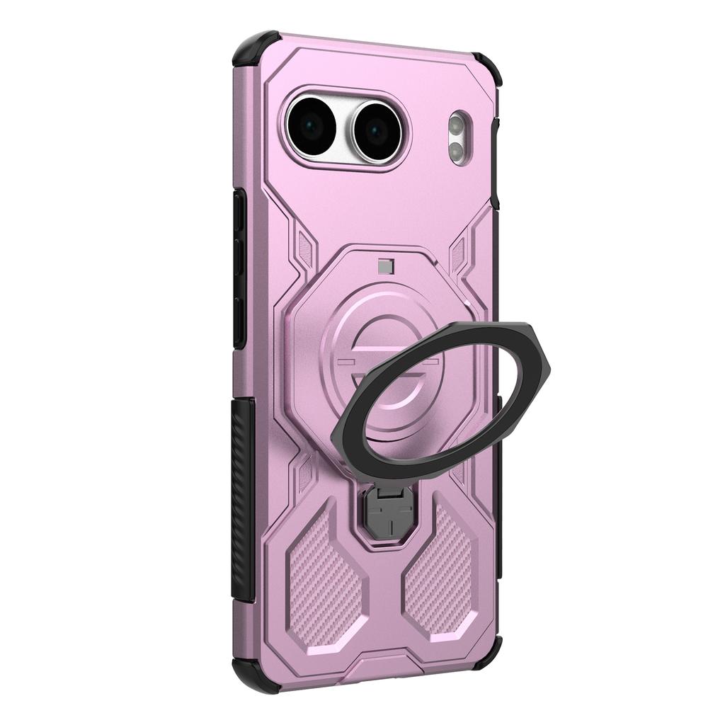 Für OnePlus Nord 4 Magnetische Hülle Drehbarer Metall-Aufsteller Stoßfest PC+TPU Handy-Rückseite