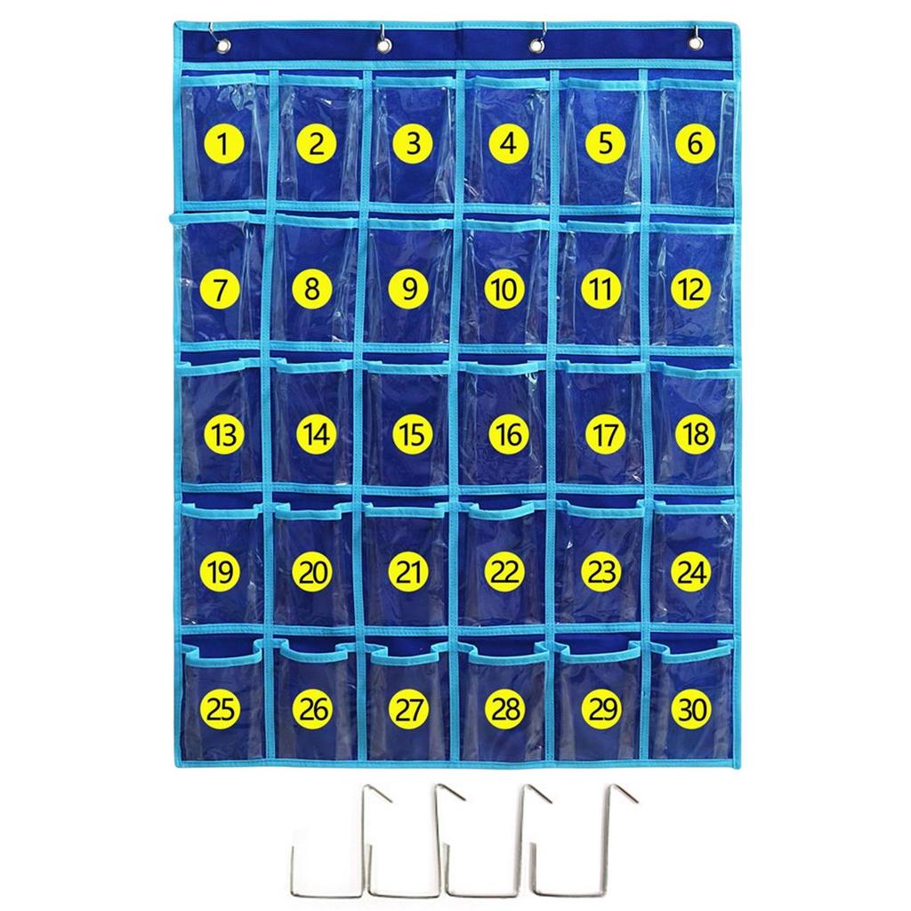Numbered Chart with 30 or Door Hanging Bag Calculator Holder Organizer