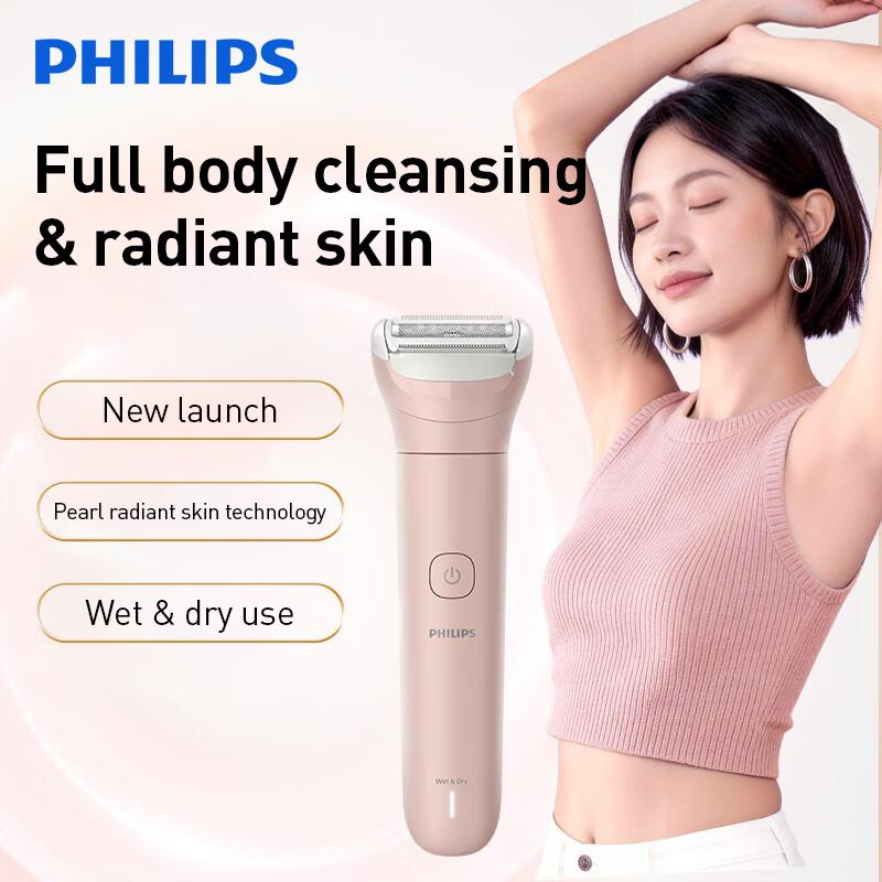 Philips Afeitadora Eléctrica Húmeda y Seca Rosa(USB-A)Depilador Suave