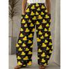 Women's Cute Little Yellow Duck Print Wide Leg Pants Casual Breathable Fashion Long Pants with Pockets