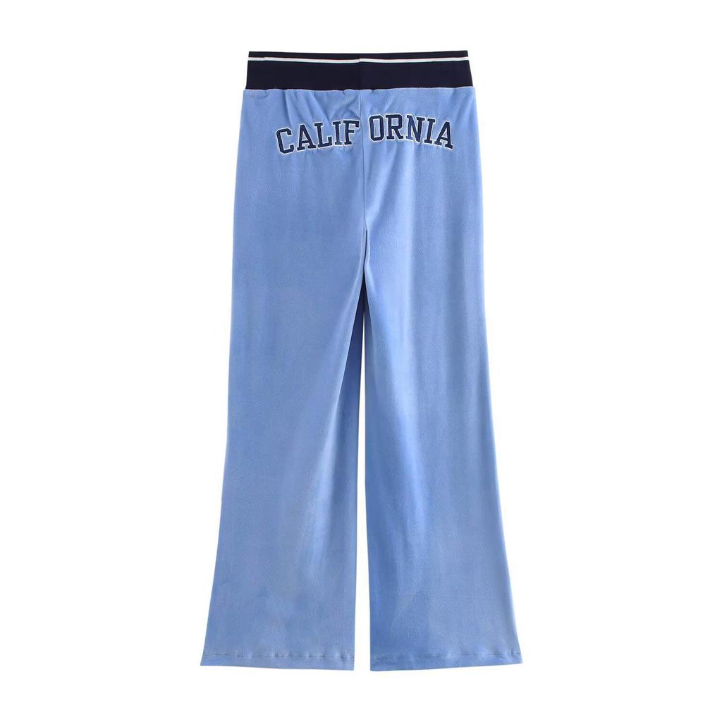 2025 Spring European & American Style Women's Embroidered Velvet Jacket and Casual Pants