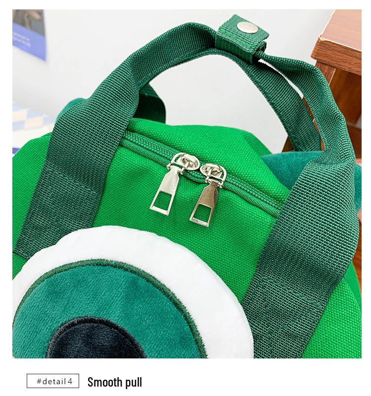 Women's Cute Four-Legged Monster Canvas Backpack - Fashionable, Large Capacity for Travel and School.