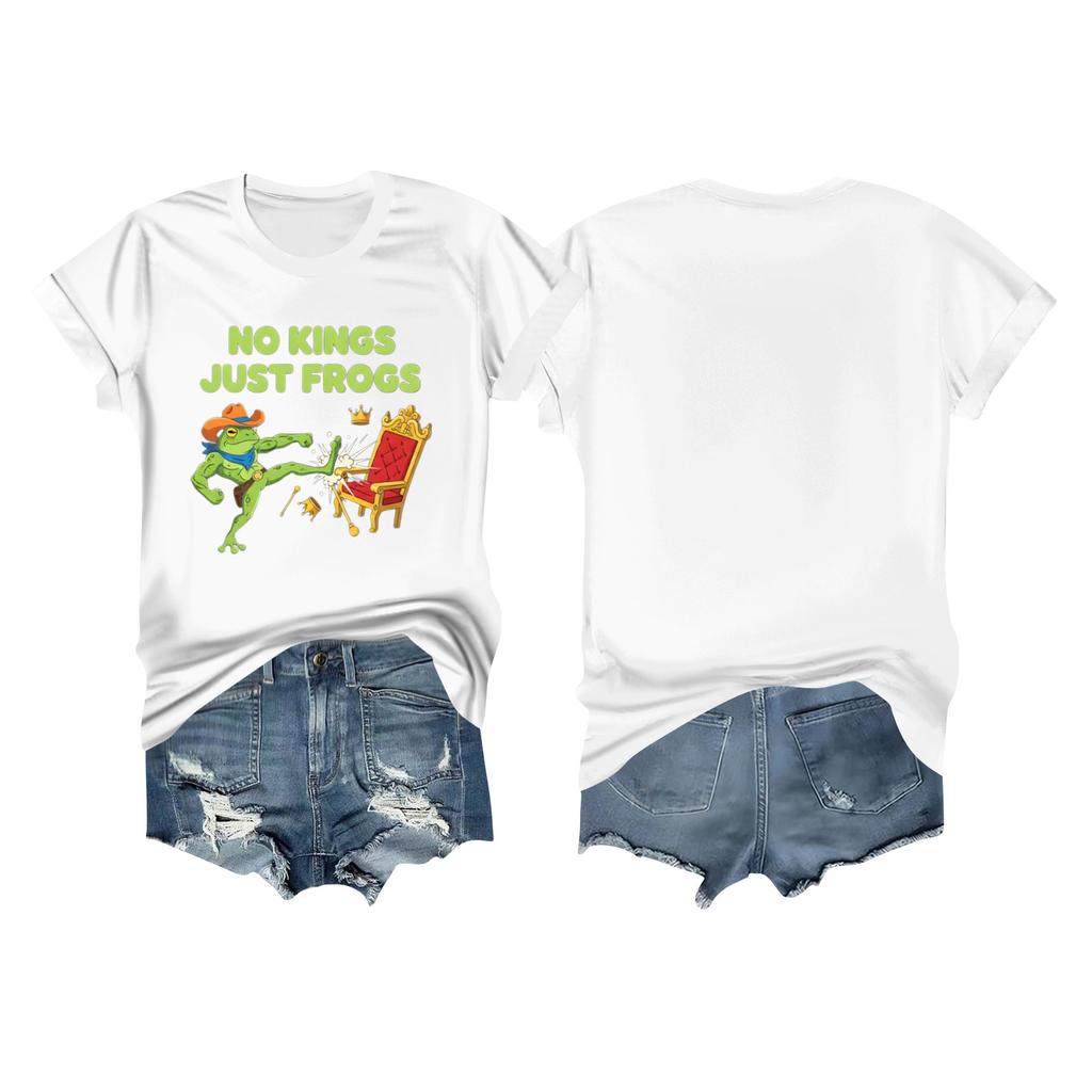 Women's Casual Printed T-shirt Round Neck Pullover Short-sleeved Top