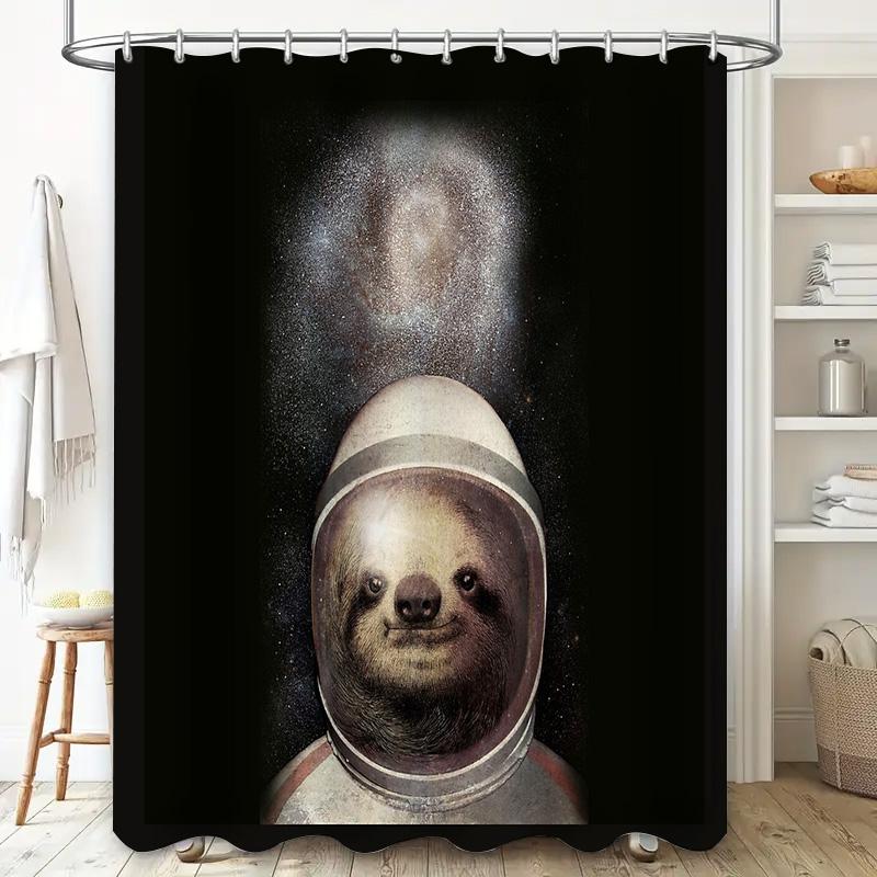 Space Cat Astronaut Shower Curtain Galaxy Kitten Bathroom Decor Cosmic Pet Lover Gift Modern Home Decor