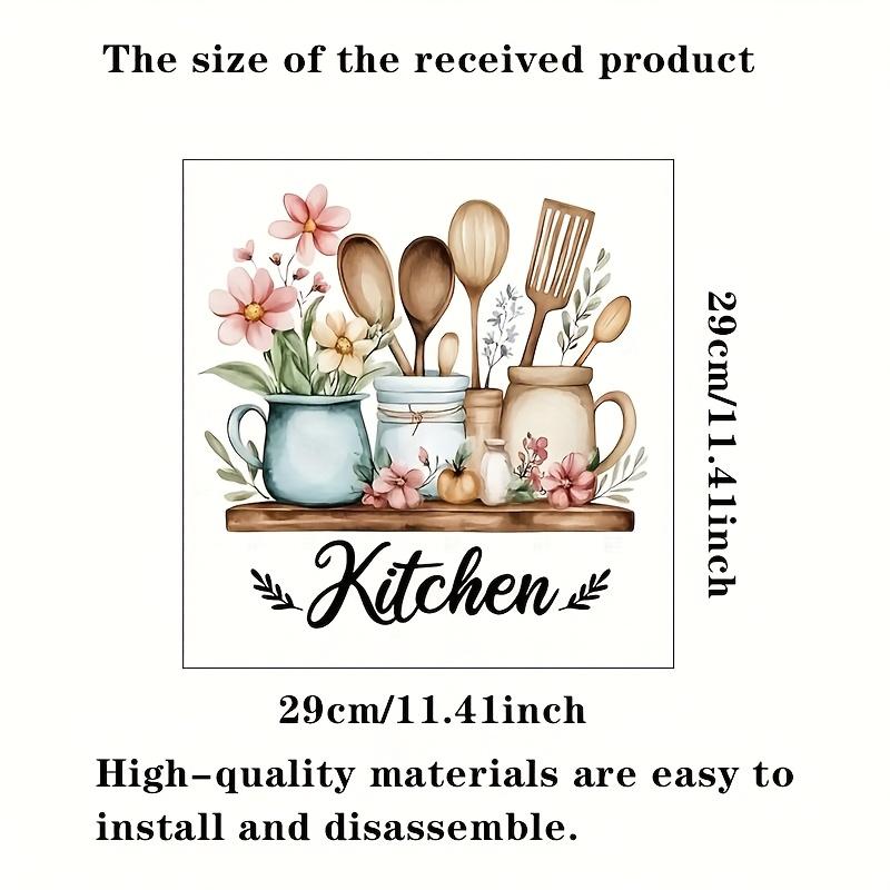 1pc Creative Kitchen Utensil Pattern Self-Adhesive Wall Sticker PVC Waterproof Home Decor Art for Kitchen Dining Room Decoration