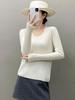 Autumn & Winter European Soft Cashmere U-neck Women's Sweater with Vertical Stripes