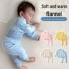 Cozy Flannel Baby Pajamas - High-Waisted Coral Fleece Set with Velvet - Autumn/Winter Warm Home Clothes