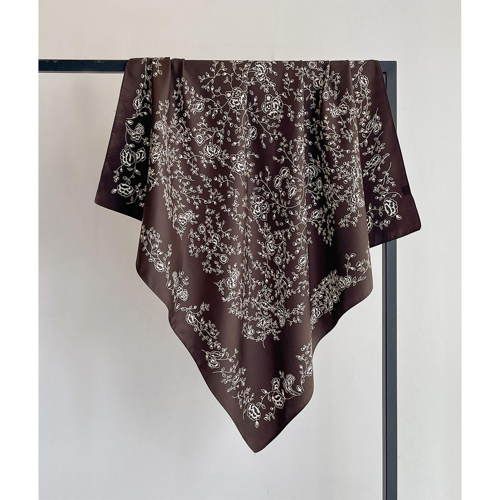 Summer Luxury Square Silk Scarf Women Satin Print Hijab Scarves Pareo Bandana Female Shawl Wrap Headband Foulard 90*90Cm