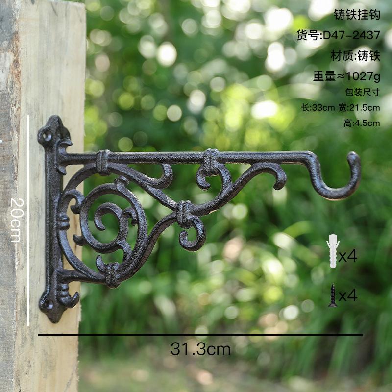 European Vintage Cast Iron Bird Hook Distressed Finish for Garden Patio Outdoor Wall Decor