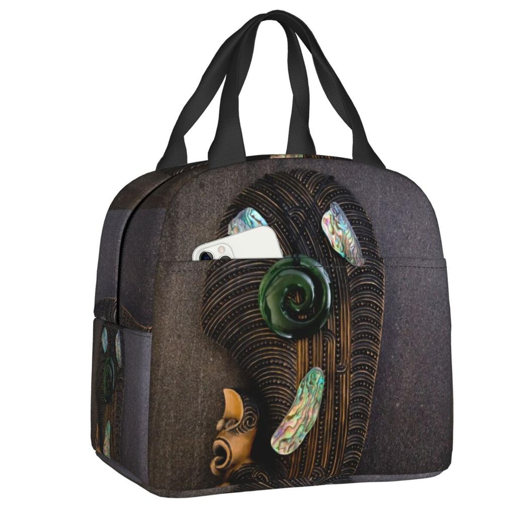 Custom Maoris Kowhaiwhai Pattern Lunch Bag Men Women Thermal Cooler Insulated Lunch Box for Children School