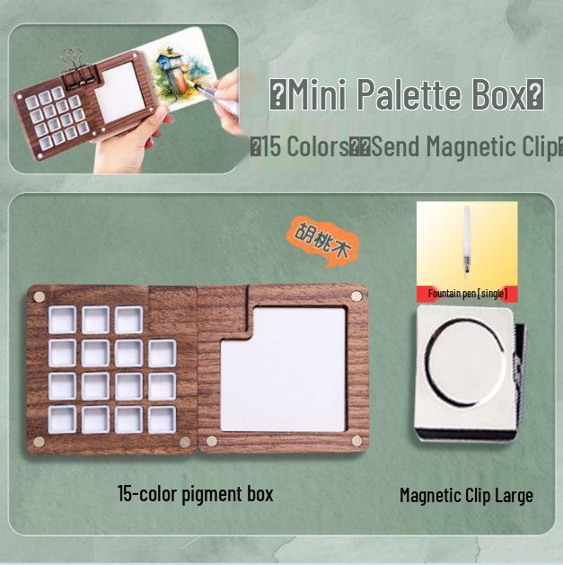 Feile Bird Chinese Style Wooden Box 15-Color Watercolor Set with Sanxingdui Dunhuang Solid Palette