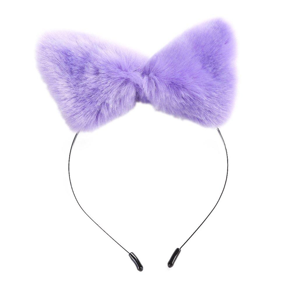 

Anime Cosplay Party Cat s Ears Hairpins Ear Hair Clip Long Fur Headdress фиолетовый