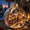 Acrylic Material Christmas Ball Ornament with Light Transparent Design Hanging Christmas Decoration 8CM Size Santa Claus Pendant