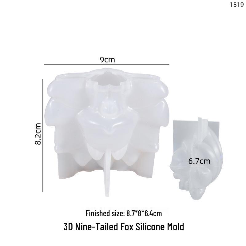 Poppy DIY 3D Nine-Tailed Fox Resin Mold Silicone Tabletop Ornament